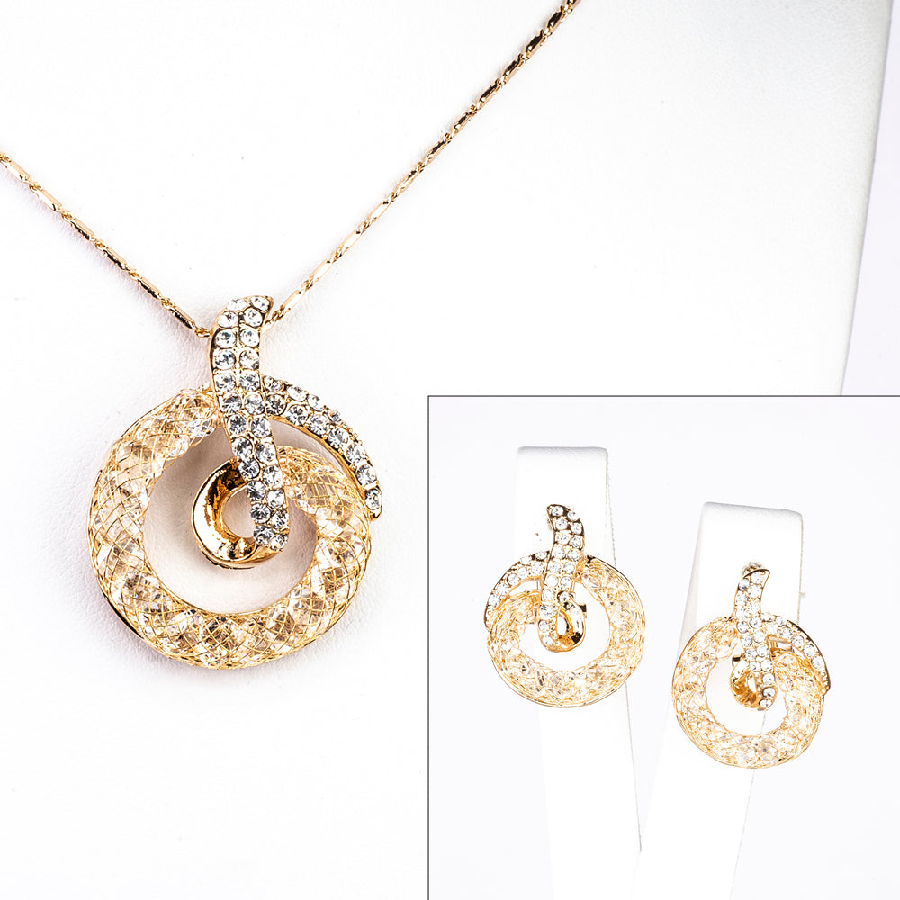 Schmuckgarnitur aus aus goldplattierter Legierung mit weißem Emporia® Kristall