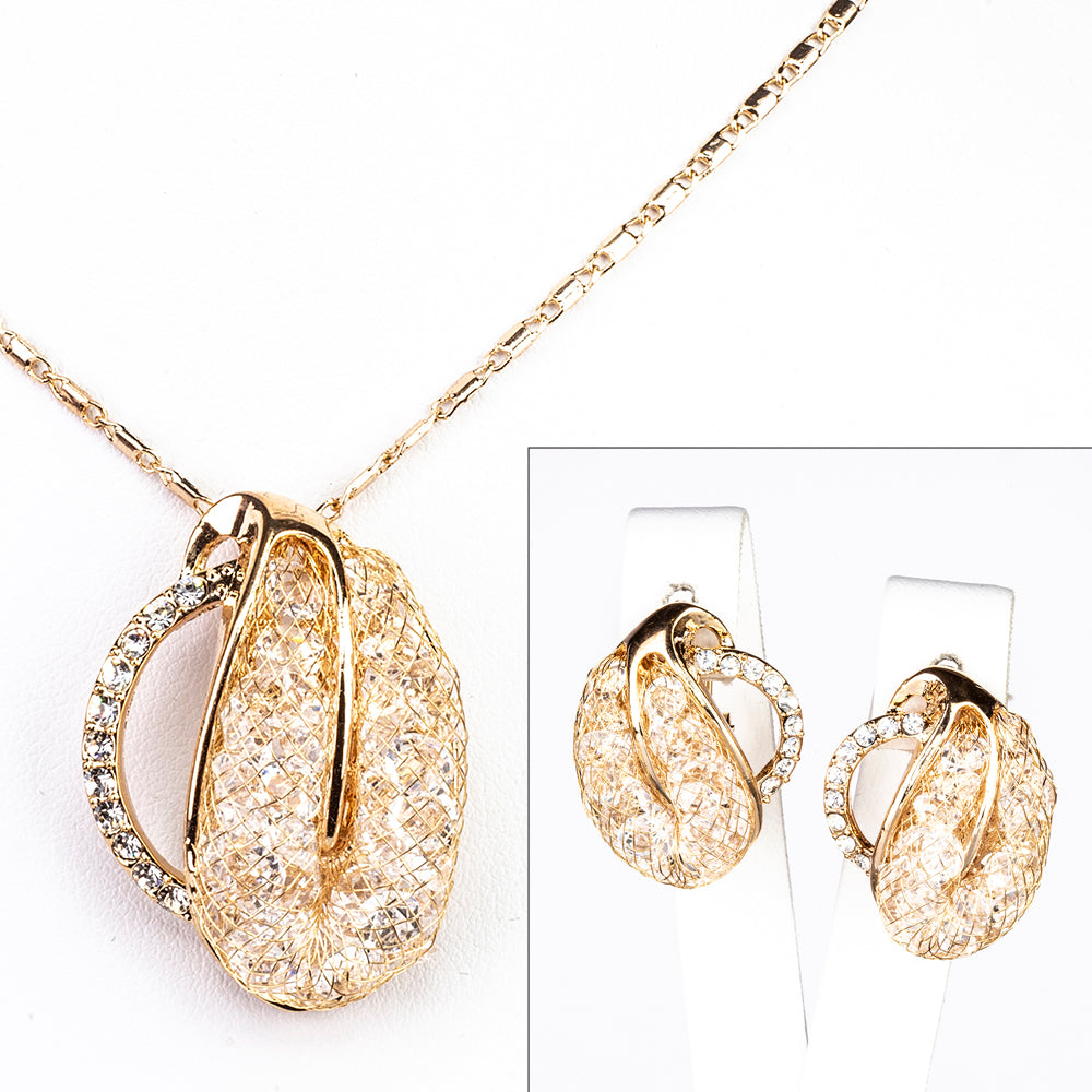 Schmuckgarnitur aus aus goldplattierter Legierung mit weißem Emporia® Kristall