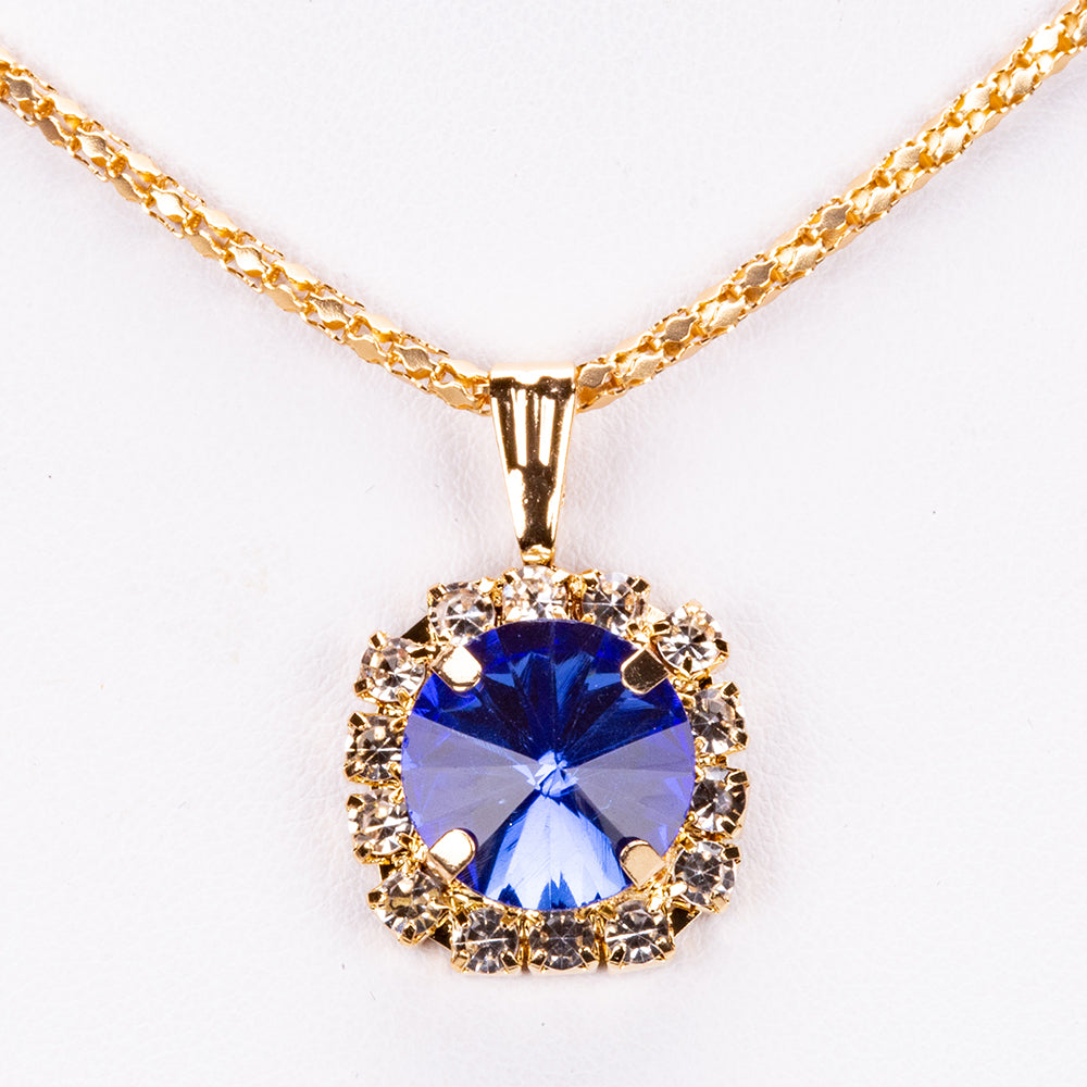 Schmuckgarnitur aus aus goldplattierter Legierung mit blauem Emporia®-Kristall 2 