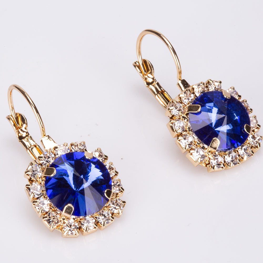 Schmuckgarnitur aus aus goldplattierter Legierung mit blauem Emporia®-Kristall 3 