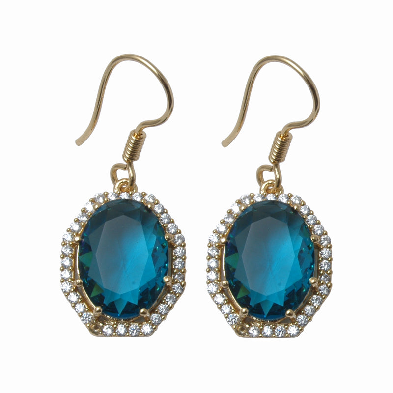 Ohrringe aus goldplattierter Legierung mit blauem Emporia®-Kristall