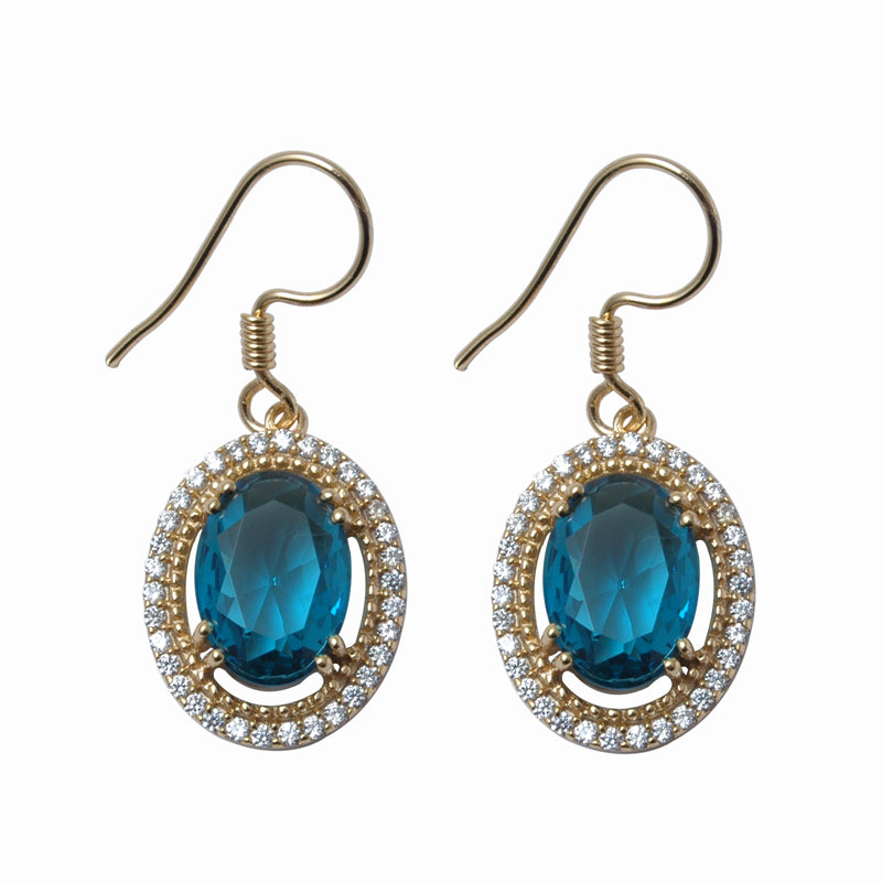 Ohrringe aus goldplattierter Legierung mit blauem Emporia®-Kristall