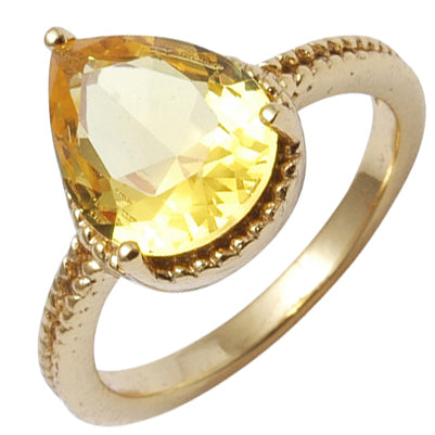 Ring aus goldplattierterr Legierung mit gelbem Emporia®-Kristall 1 