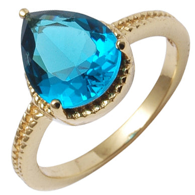 Ring aus goldplattierterr Legierung mit blauem Emporia®-Kristall 1 