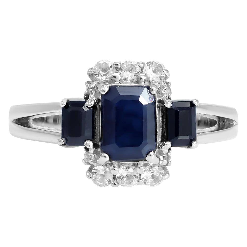 Silberring mit blauem Saphir und weißem Topas 2 