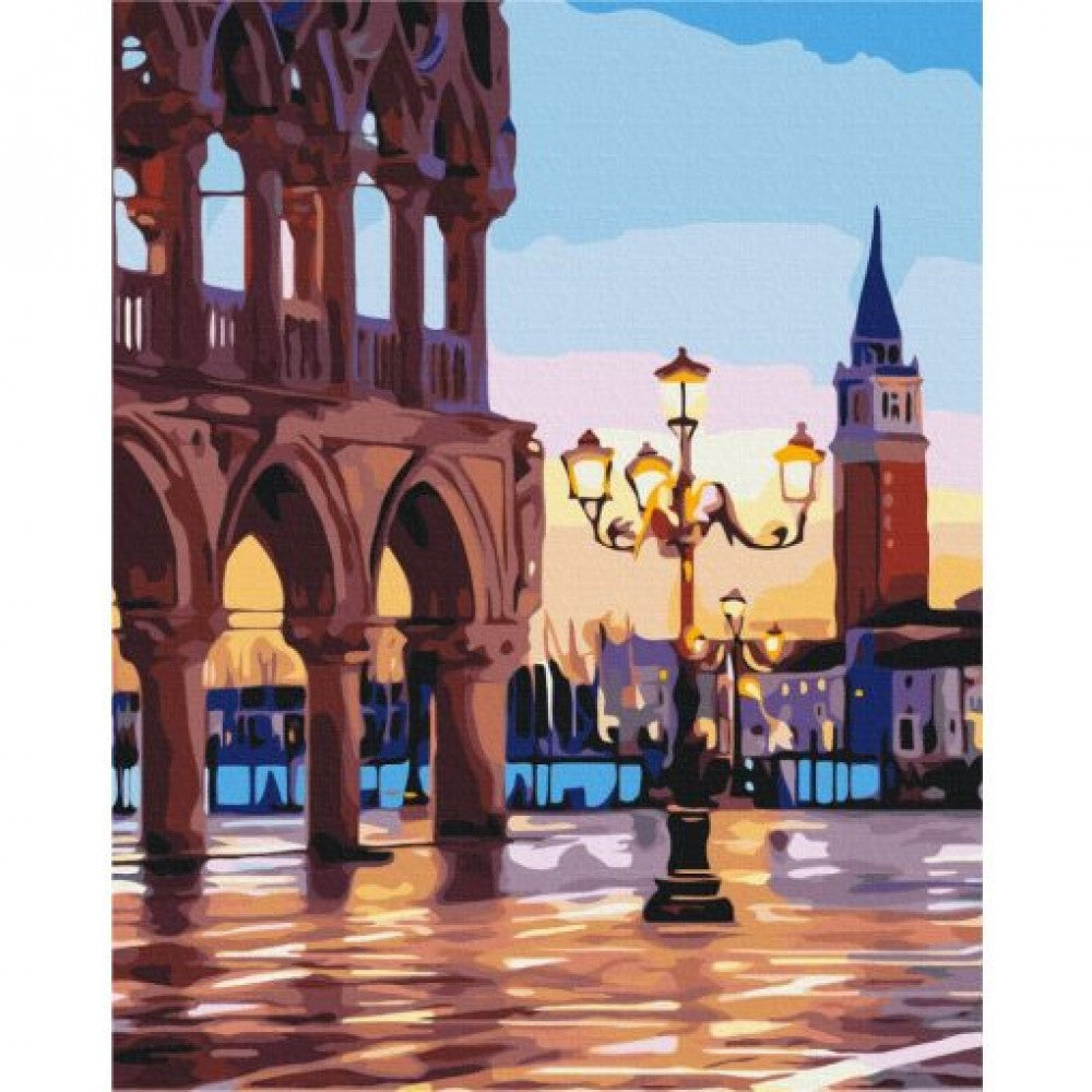 "Abenddämmerung auf dem Hauptplatz von Venedig" Malen nach Zahlen Set, 40x50 cm 1 