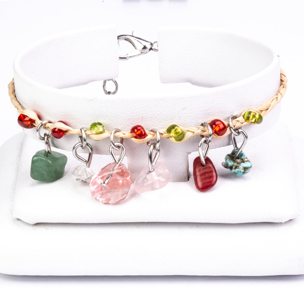 Armband aus goldplattiertesr Legierung mit Amethyst und grünem Achat 1 