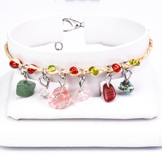 Armband aus goldplattiertesr Legierung mit Amethyst und grünem Achat