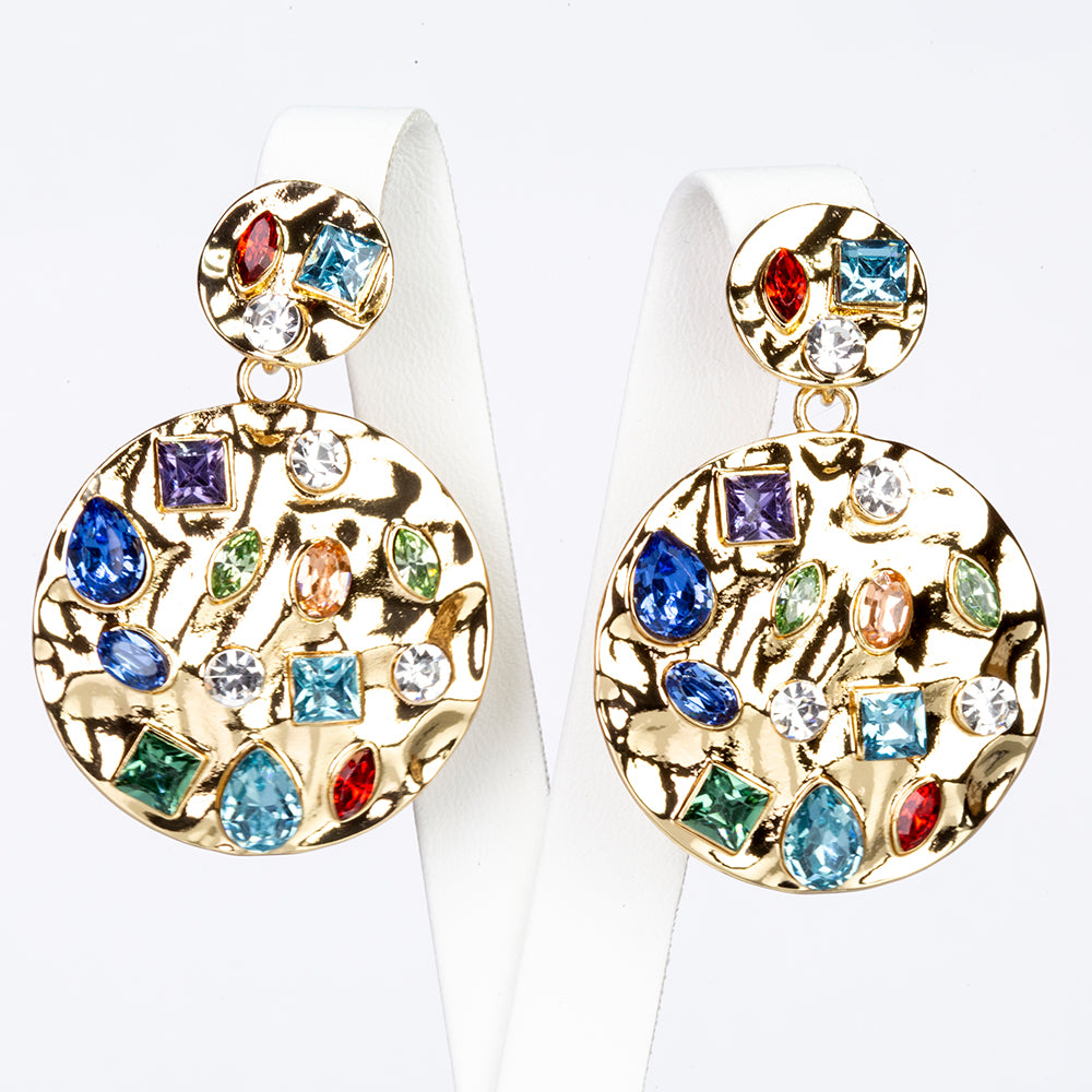 Schmuckgarnitur aus aus goldplattierter Legierung mit rotem Emporia®-Kristall und blauem Emporia®-Kristall 3 