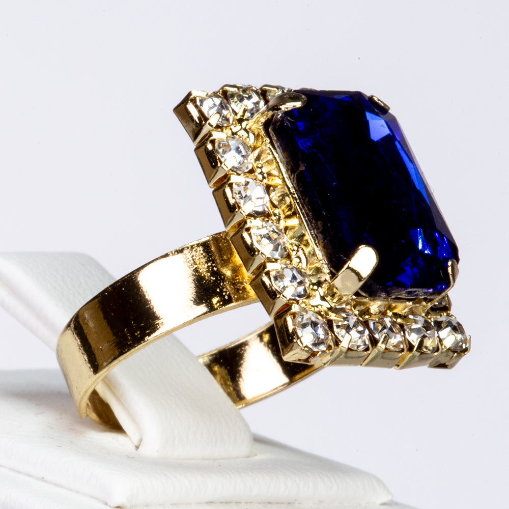 Schmuckgarnitur aus aus goldplattierter Legierung mit blauem Emporia®-Kristall und weißem Emporia® Kristall 4 