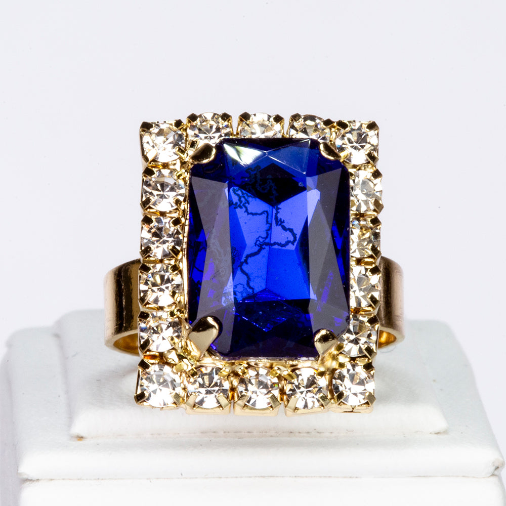 Schmuckgarnitur aus aus goldplattierter Legierung mit blauem Emporia®-Kristall und weißem Emporia® Kristall 5 