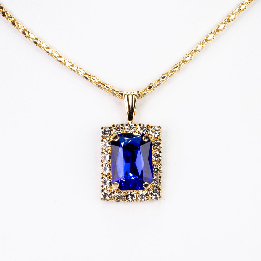Schmuckgarnitur aus aus goldplattierter Legierung mit blauem Emporia®-Kristall und weißem Emporia® Kristall 6 