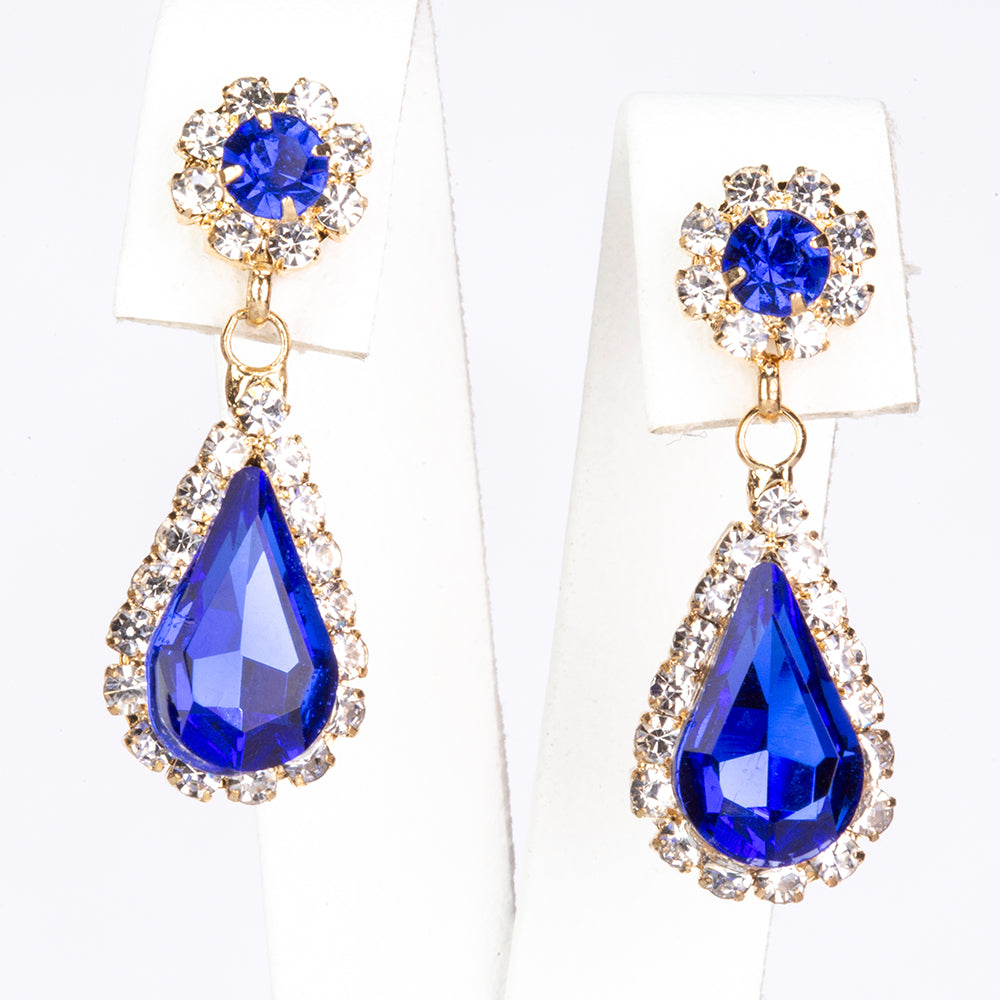 Schmuckgarnitur aus aus goldplattierter Legierung mit blauem Emporia®-Kristall und weißem Emporia® Kristall 3 