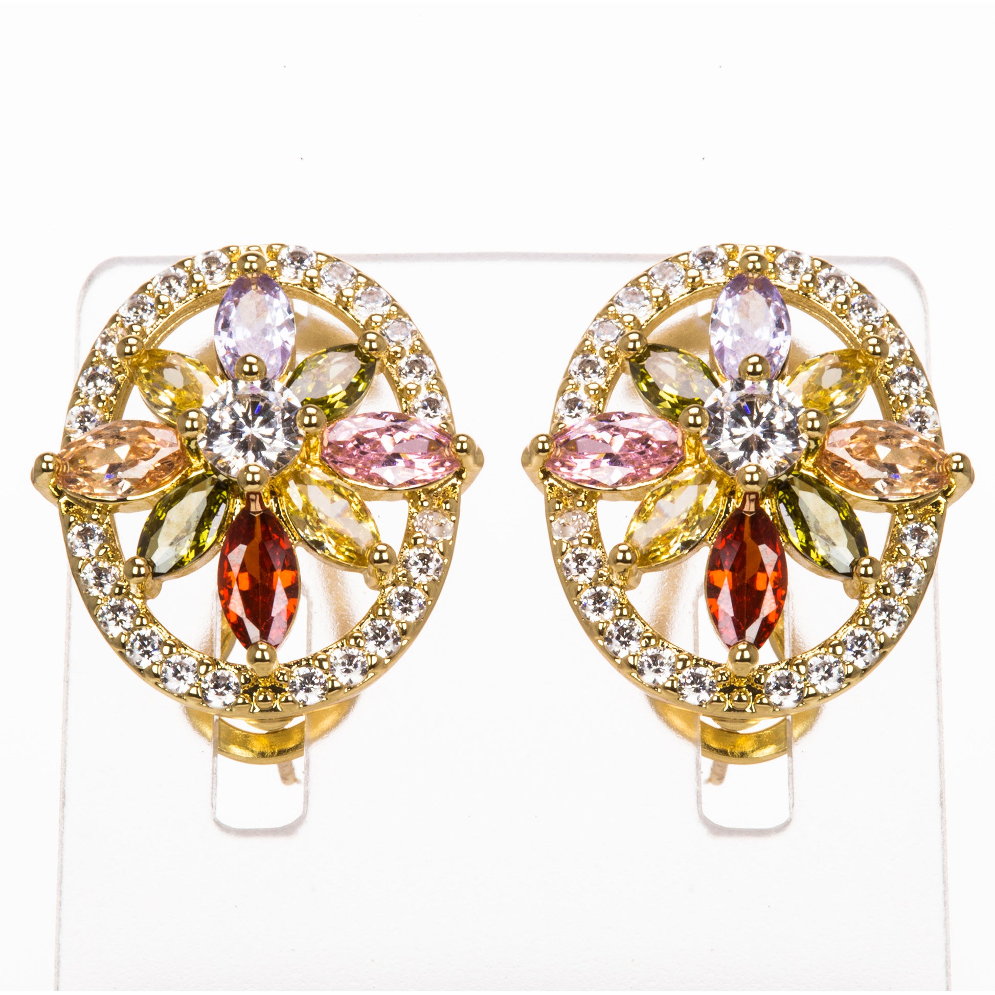 Schmuckgarnitur aus aus goldplattierter Legierung mit mehrfarbigem Emporia® Kristall 2 