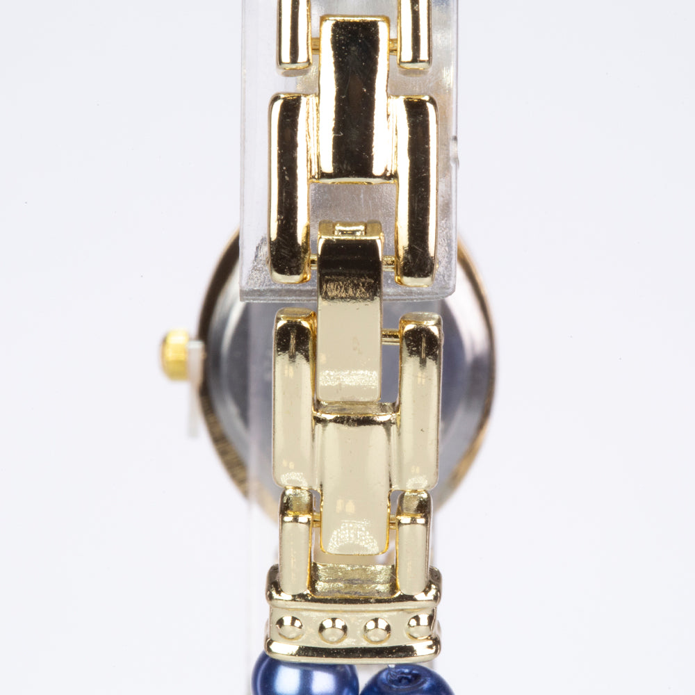 Schmuckgarnitur aus aus goldplattierter Legierung mit weißer Perle und blauem Emporia®-Kristall 4 