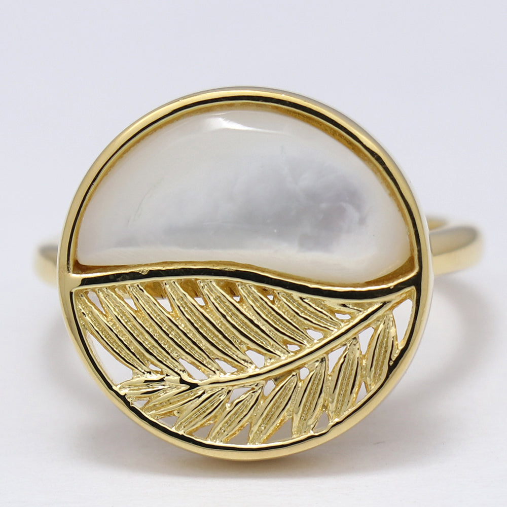 Goldplattierter Silberring mit Perlmutt 1 