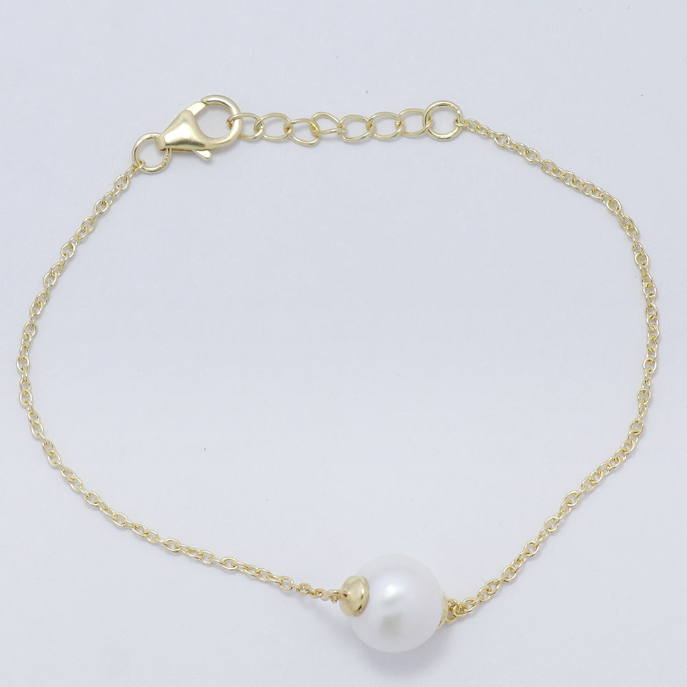 Goldplattiertes Silberarmband mit Süßwasserzuchtperle