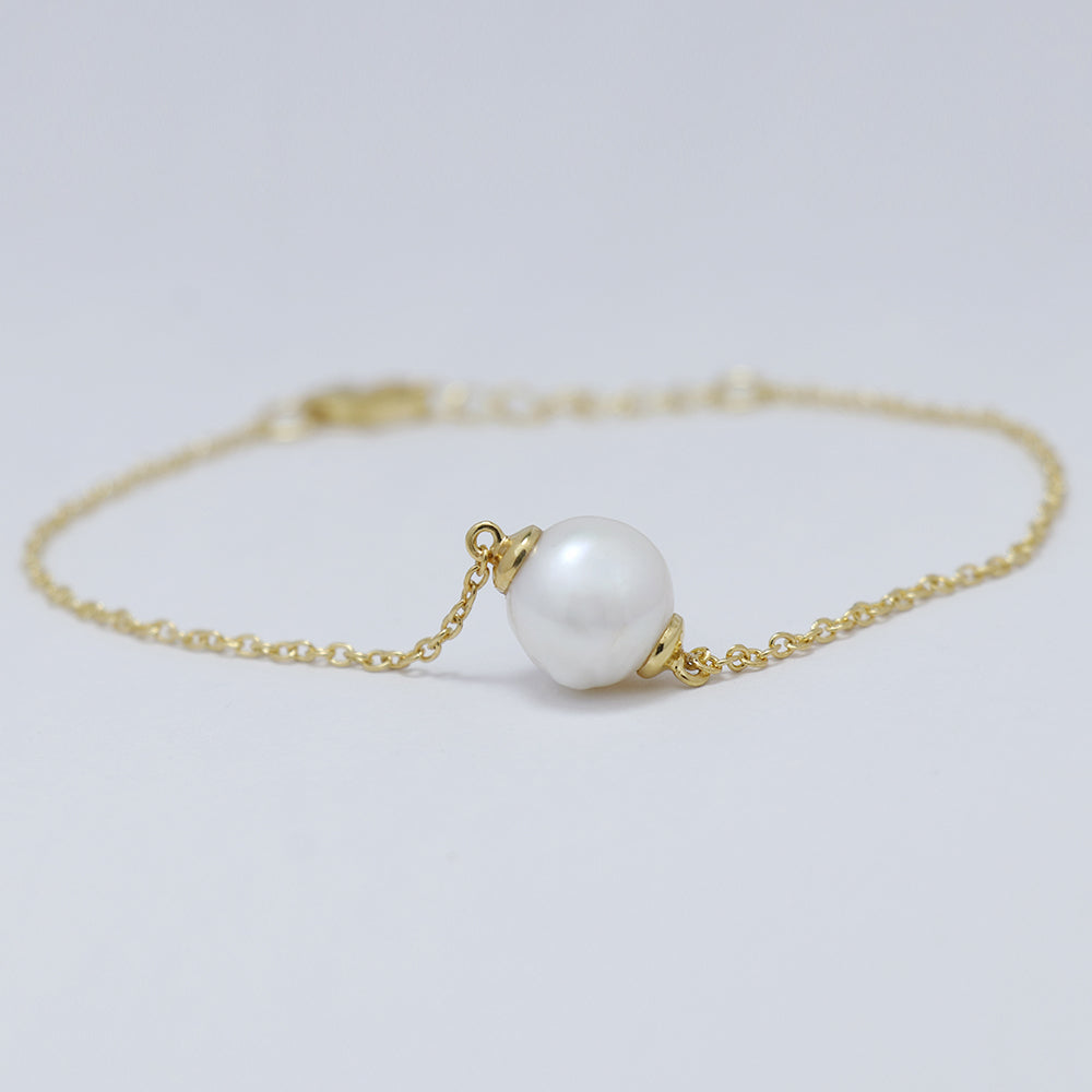 Goldplattiertes Silberarmband mit Süßwasserzuchtperle 1 