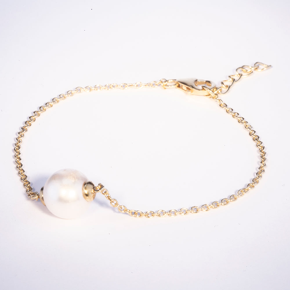 Goldplattiertes Silberarmband mit Süßwasserzuchtperle