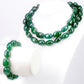 Schmuckgarnitur aus künstlicher Perle mit grünem Jade