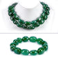 Schmuckgarnitur aus künstlicher Perle mit grünem Jade