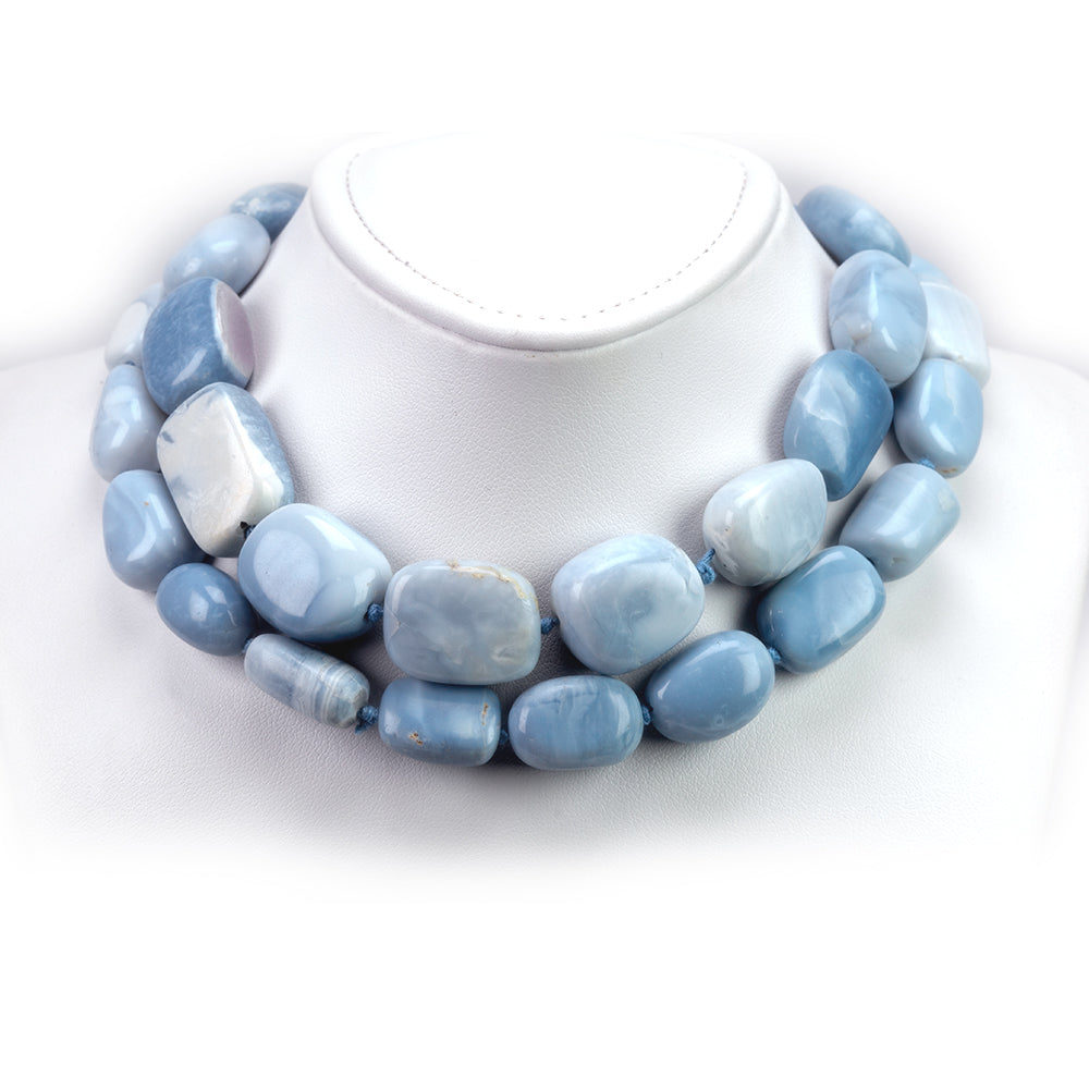 künstlicher Perle Halskette mit blauem Opal