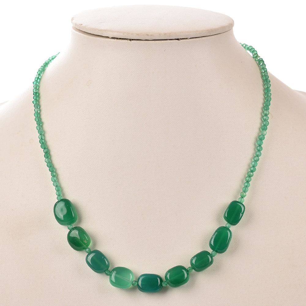 Goldplattierte Silberhalskette mit grünem Onyx