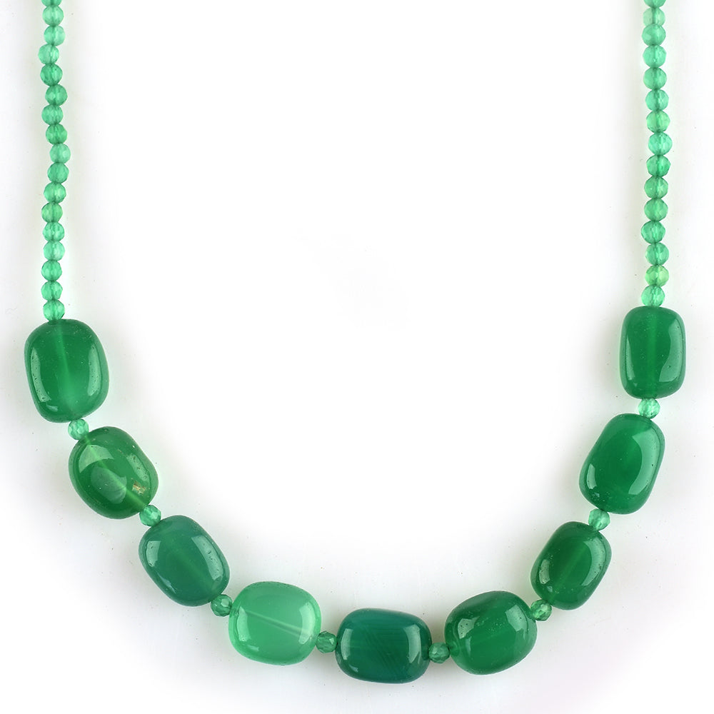 Goldplattierte Silberhalskette mit grünem Onyx