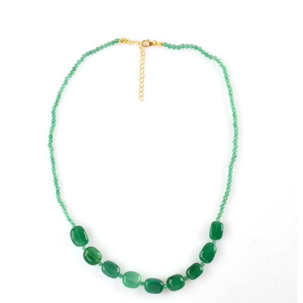 Goldplattierte Silberhalskette mit grünem Onyx