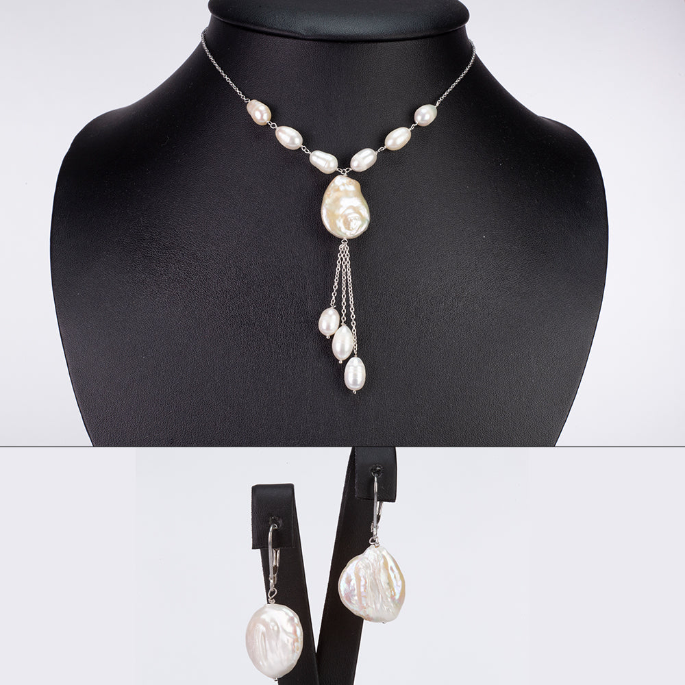 schmuckgarnitur aus Silber mit barocker Zuchtperle - Klasse AAA und Akoya-Zuchtperle 3 