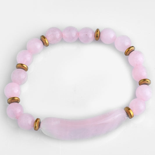 Nugget Armband mit Rosenquarz und goldfarbenem Hämatit