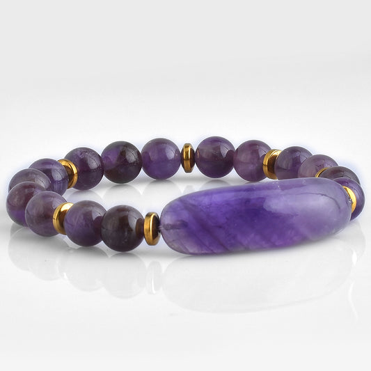 Nugget Armband mit brasilianischem Amethyst und goldfarbenem Hämatit