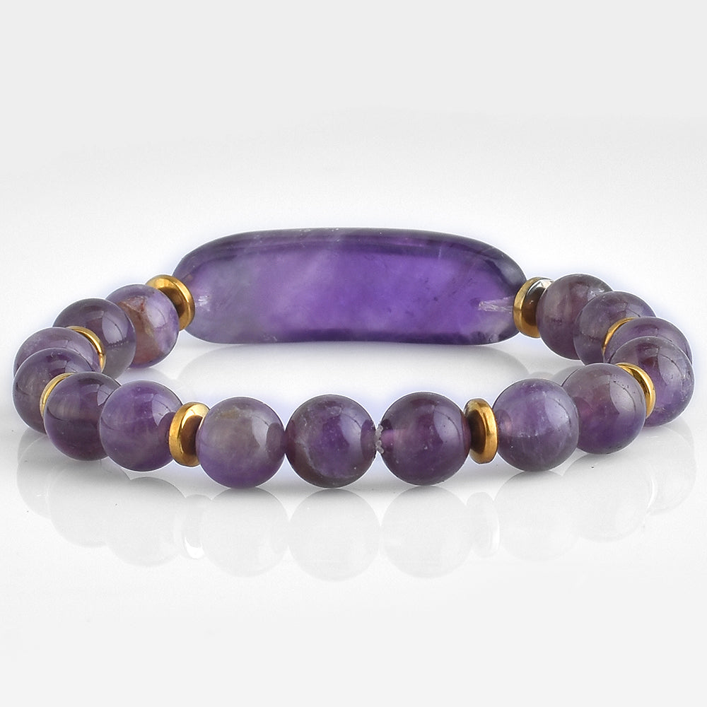 Nugget Armband mit brasilianischem Amethyst und goldfarbenem Hämatit