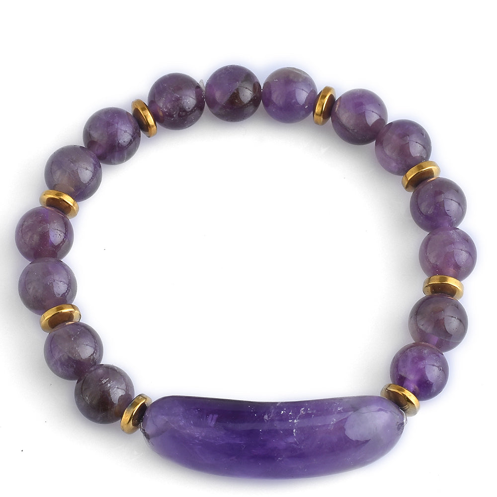 Nugget Armband mit brasilianischem Amethyst und goldfarbenem Hämatit 4 