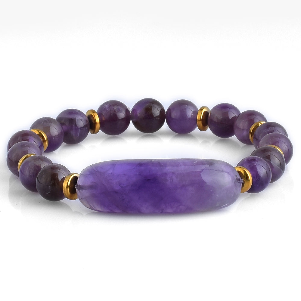 Nugget Armband mit brasilianischem Amethyst und goldfarbenem Hämatit