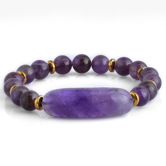 Nugget Armband mit brasilianischem Amethyst und goldfarbenem Hämatit