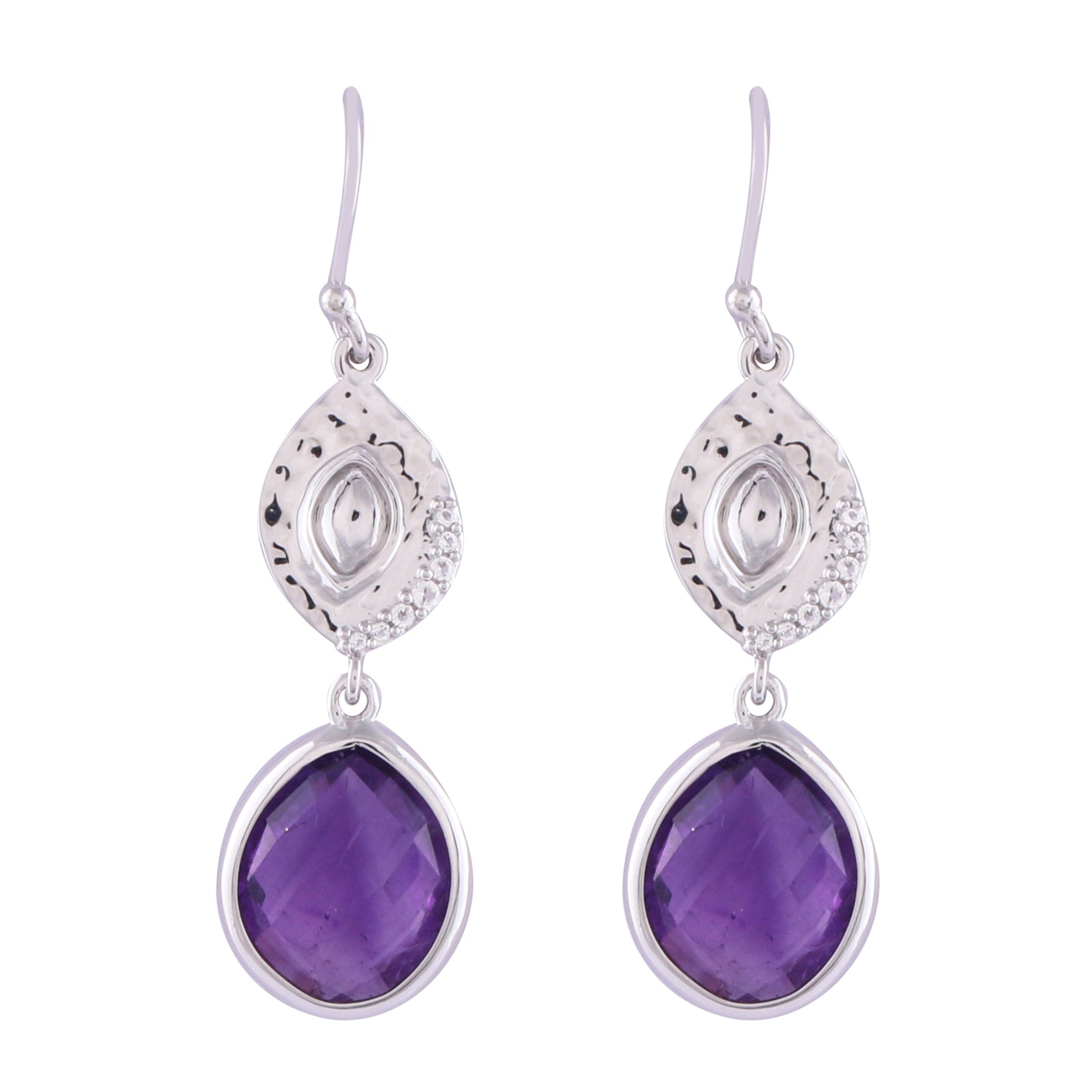 Silberohrringe mit Amethyst und weißem Topas