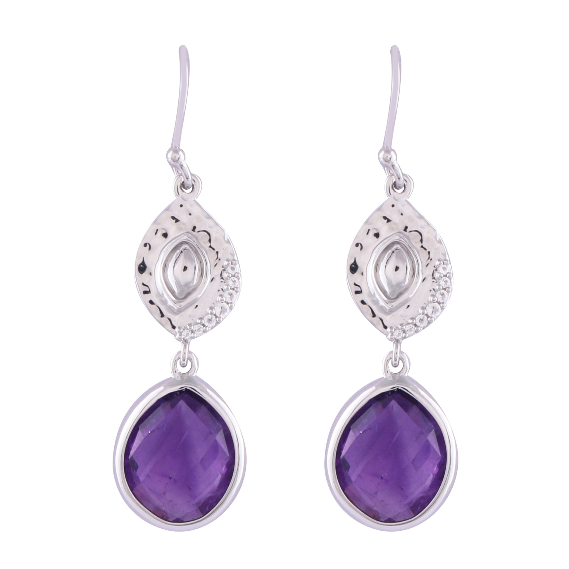 Silberohrringe mit Amethyst und weißem Topas 1 