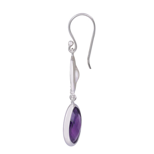 Silberohrringe mit Amethyst und weißem Topas