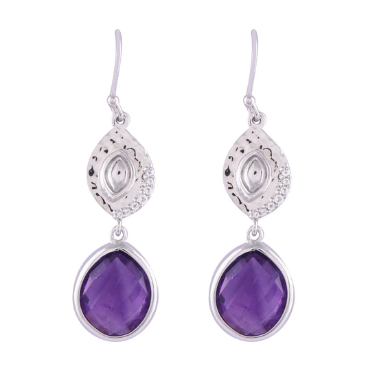 Silberohrringe mit Amethyst und weißem Topas