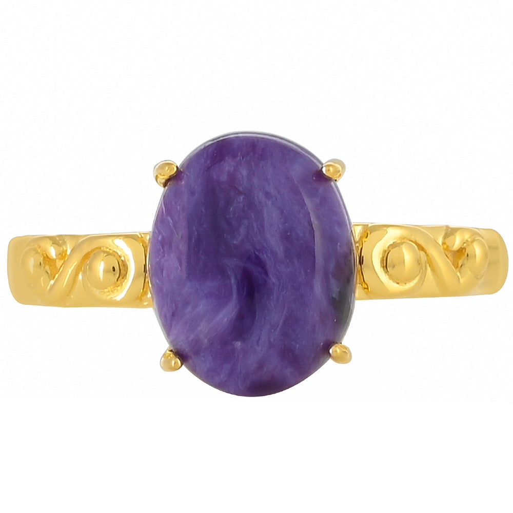 Goldplattierter Silberring mit Charoit 1 