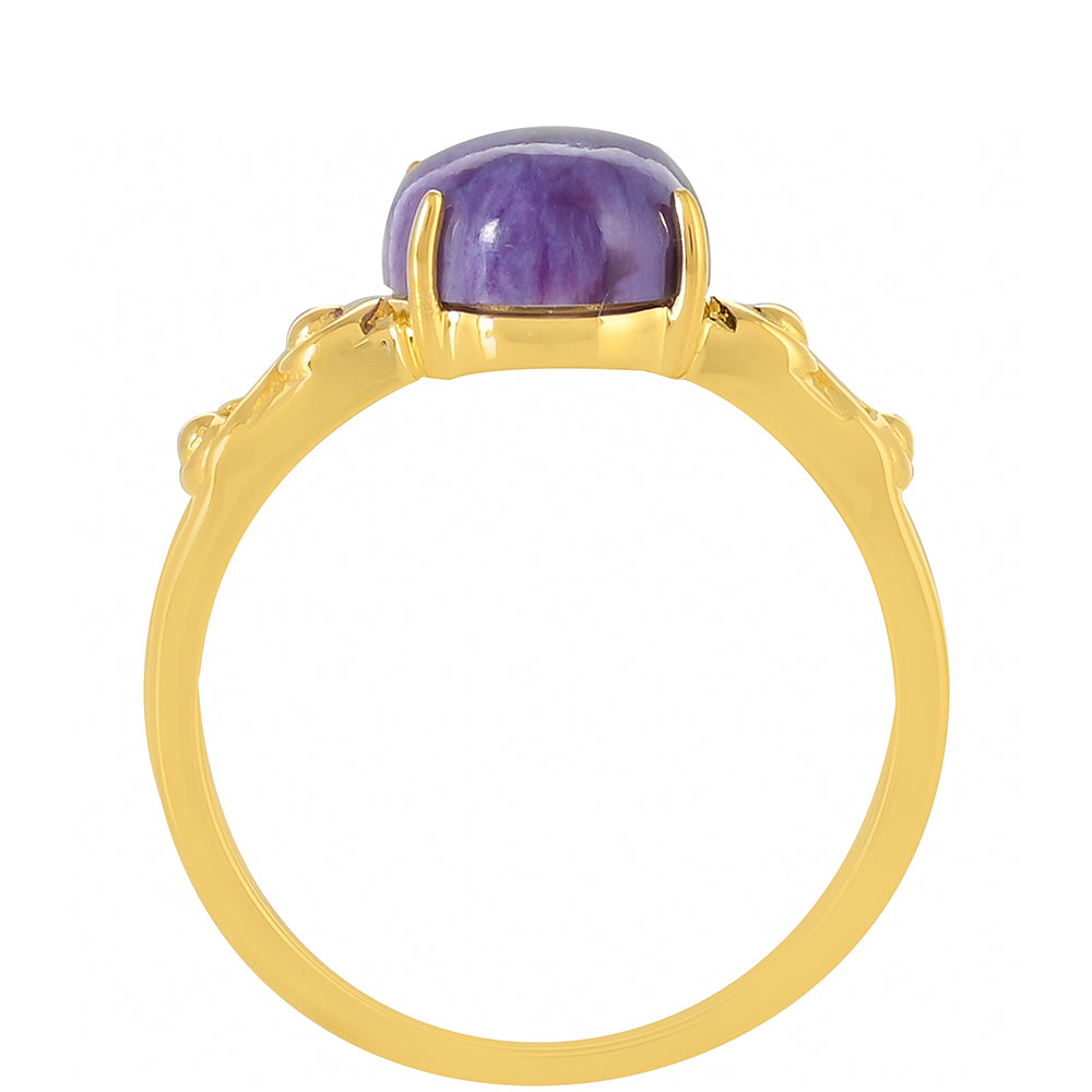 Goldplattierter Silberring mit Charoit 4 