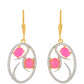 Goldplattierte Silberohrringe mit äthiopischem neon pink Opal und weißem Topas