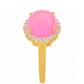 Goldplattierter Silberring mit äthiopischem neon pink Opal und weißem Topas