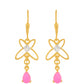 Goldplattierte Silberohrringe mit äthiopischem neon pink Opal und weißem Topas