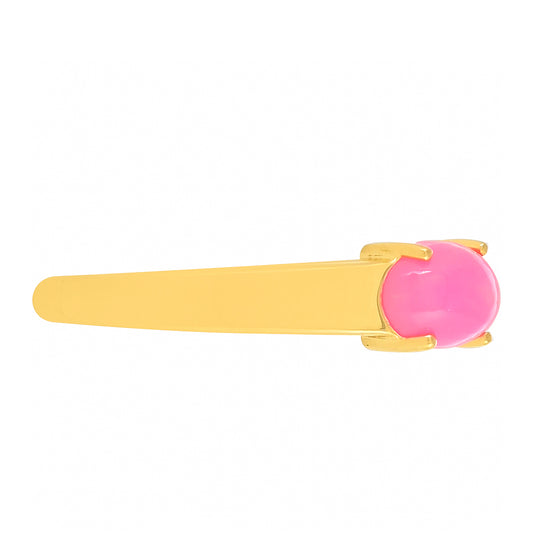 Goldplattierter Silberring mit äthiopischem neon pink Opal