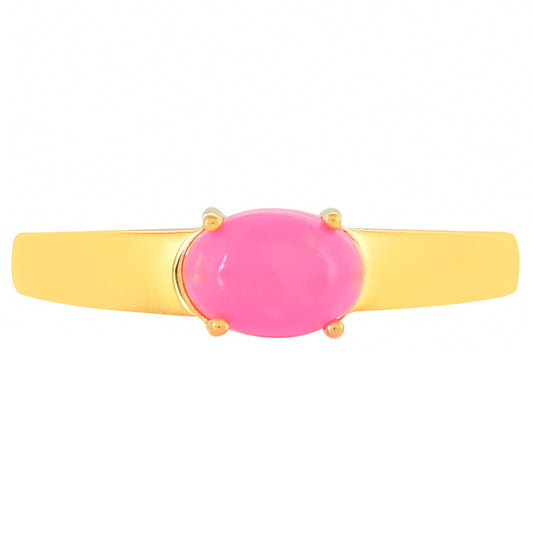 Goldplattierter Silberring mit äthiopischem neon pink Opal