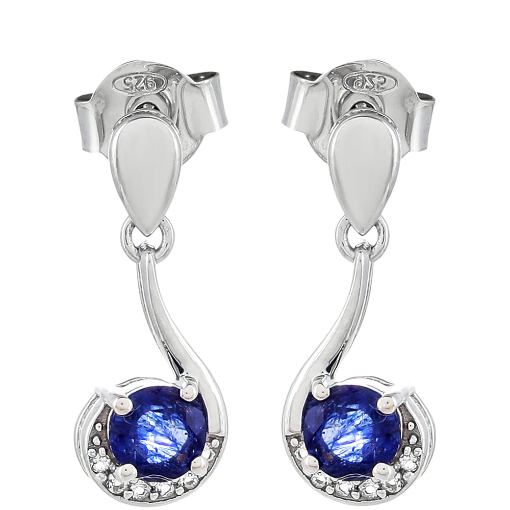 Silberohrringe mit blauem Saphir und weißem Topas 1 