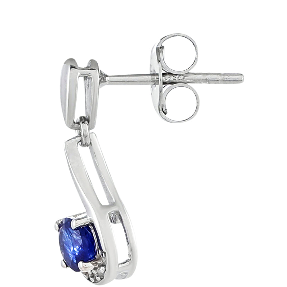 Silberohrringe mit blauem Saphir und weißem Topas 2 
