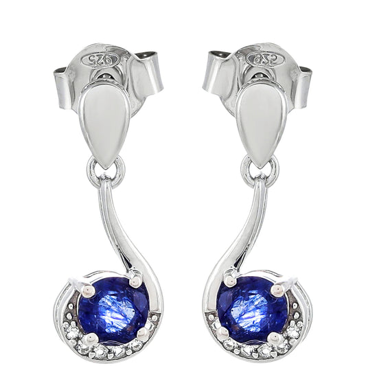 Silberohrringe mit blauem Saphir und weißem Topas